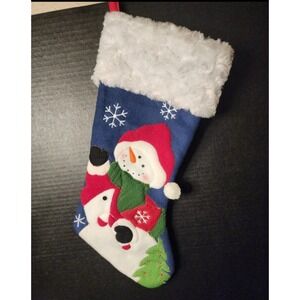 Christmas Stocking 20" Snowman Applique Prima Creations NWOT BCC